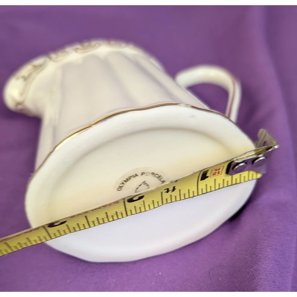 Olympia Creamer & Sugar Bowl With Lid Set White With gold trim Ribbed Oval NIB